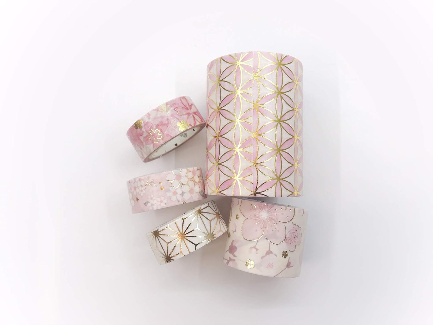 Amazon Com Cherry Blossom Pink Gold Foil Washi Tape Set Of 5