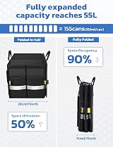 Oasser Car Boot Organiser Storage 55L Collapsible Waterproof Multi Compartments view 3