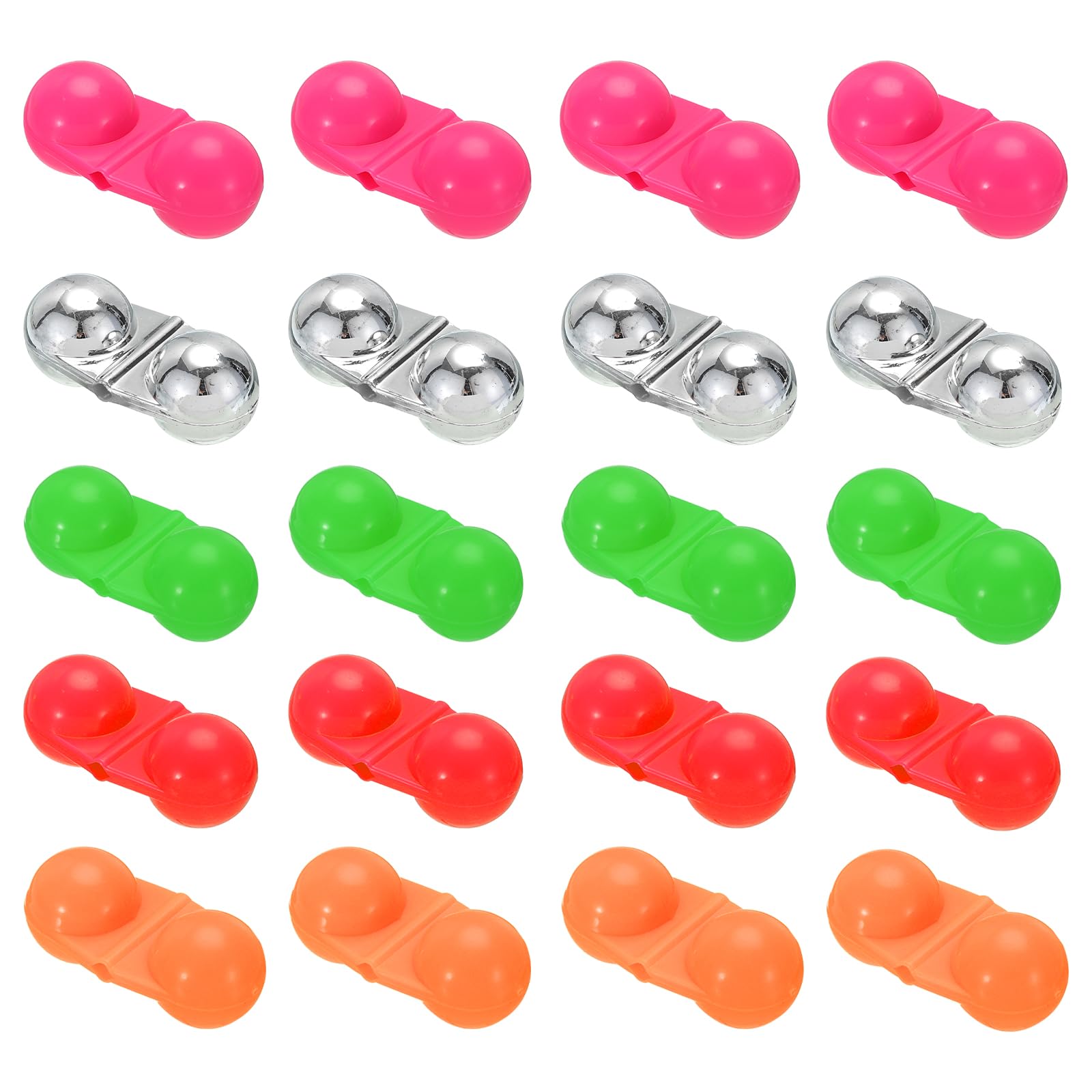 PATIKIL 1.2'' Fishing Double Rattle Beads, 20 Pack Catfish Rattles Plastic Shell, Built-in Ringing Beads Chunky Rigs Catfish Plastic Fishing Beads Fishing Bell for Lures Fish, 5 Colors