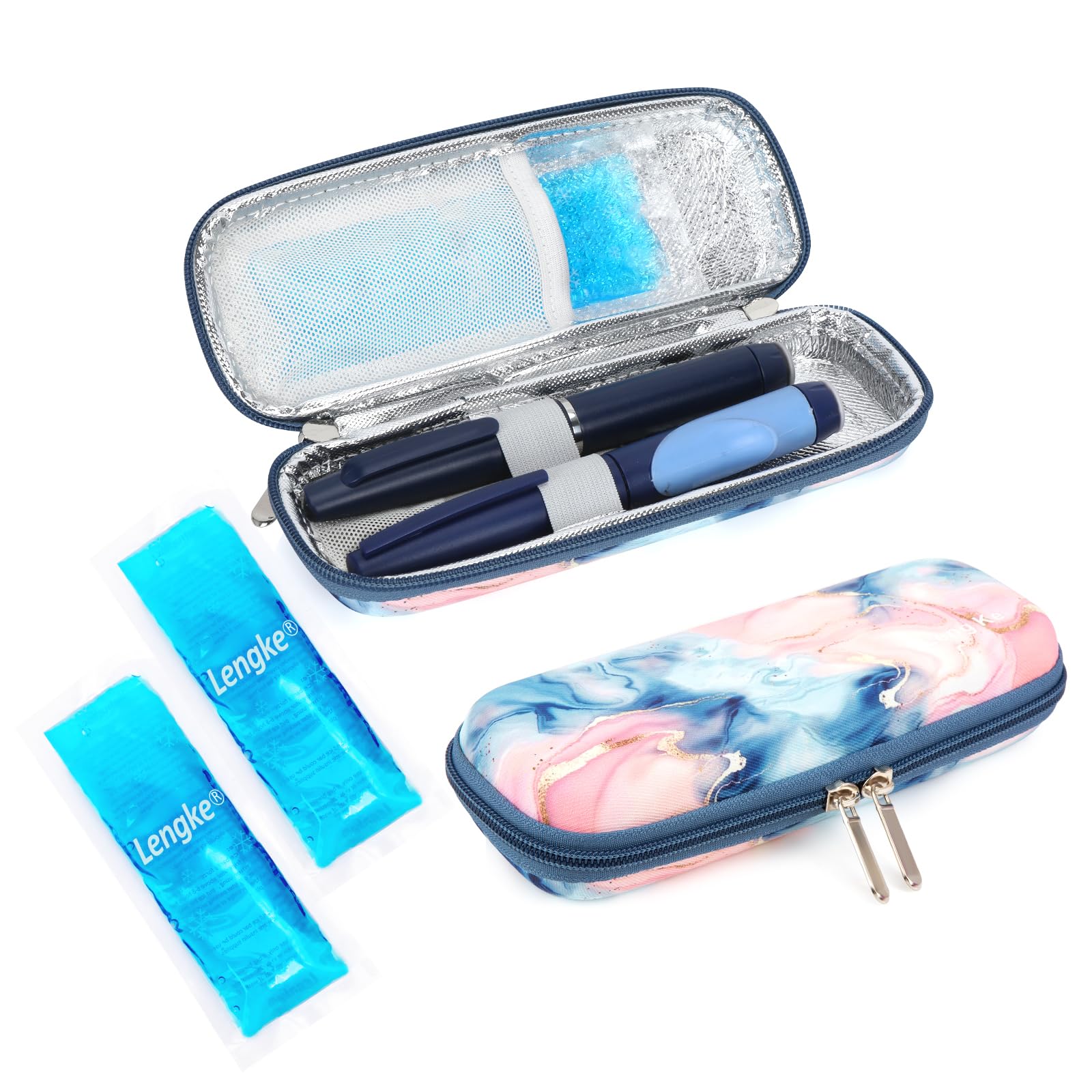 YOUSHARES Insulin Pen Case with 2PCS Ice Packs - Medicine Cooler for Travel Insulin Cooler Travel Case Diabetic Supplies Medicine Cool Bag (Quicksand Pink)