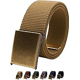 Canvas Belt Web Belt Military Belt Golf Belt with Antique Brass Flip-Top Buckle and Tip Waist size Up to 45" Long
