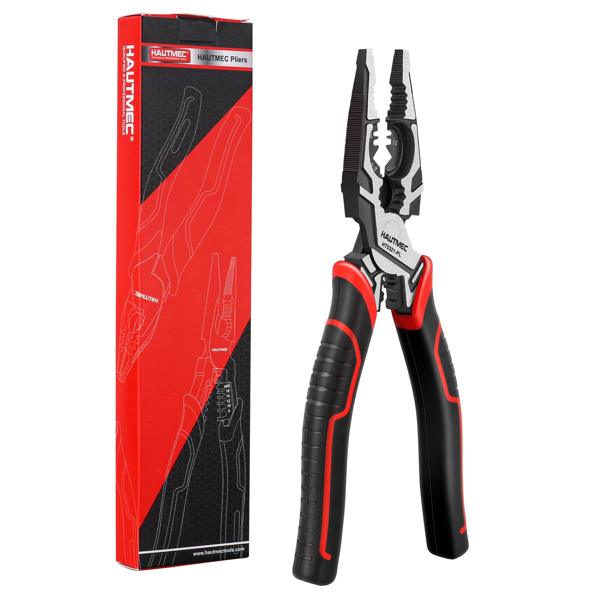 HAUTMEC 9" Linesman Pliers,High Leverage Combination Pliers 4 in 1 Multifunctional Heavy Duty Lineman Tools (HT0321)