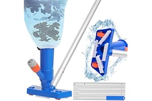 EPESL Pool Vacuum Cleaner - 4.7ft Swimming Pool Vacuum with 4 Detachable Intensify Aluminum Pole, Brush and Leaf Bag, Pond Cleaner for Cleaning Bottom, Wall of Pond/Fountain/Aquarium/Hot Tub - 2024 Version