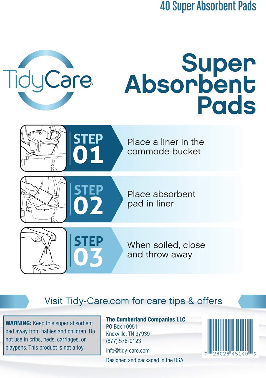 TidyCare Absorbent Commode Pads for Portable Beside Toilet Chair Buckets and Bedpans | Value Pack of 40 | Disposable, Reduces Odor from Liquid Waste: Health & Personal Care