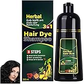 HUDABABY Black Hair Dye Shampoo 3 in 1 Herbal Natural Dye Cover Gray, for Women/Men Hair Color for Grey Coverage (Black)