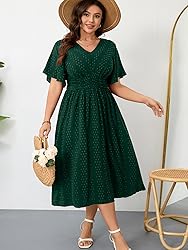 RWJ Women's Plus Size Maxi Dress Flutter Casual V