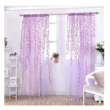 Amazon Com Promisen Willow Pattern Voile Curtains Modern Smooth