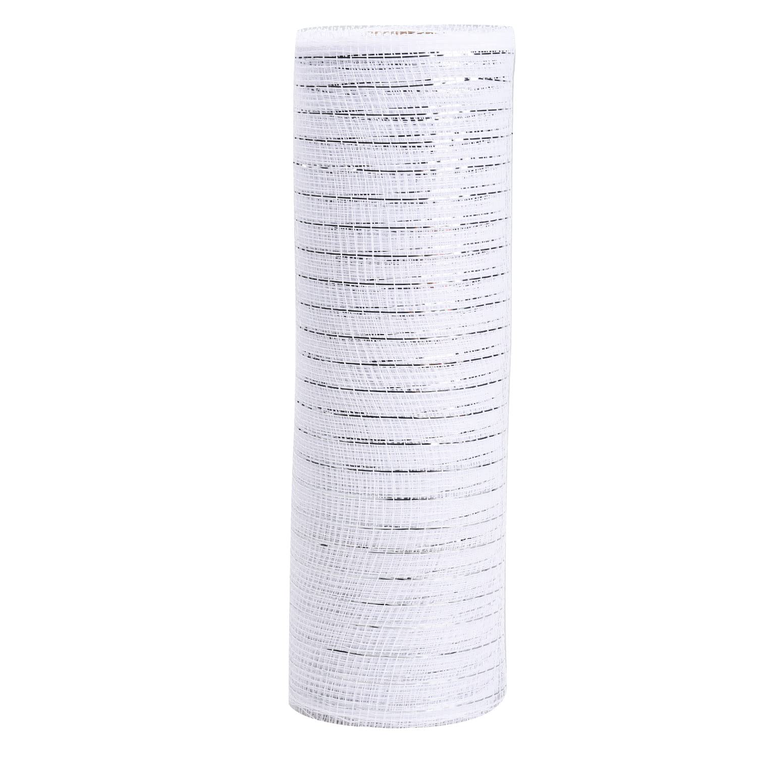 Jomnvo 10 Inch x 10 Yards White Christmas Deco Poly Mesh Ribbon Metallic Foil Deco Mesh Ribbon Christmas Party Decoration Wreath Making — image 1