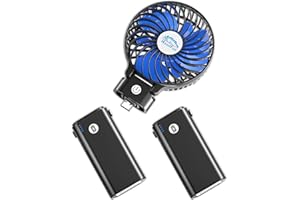 HandFan 10400mAh Portable Handheld Fan, Battery Operated Rechargeable Fan, Foldable Mini Fan With Portable Charger, Cooling Hand Fans for Travel, Outdoors, Indoors(Blue Blade)