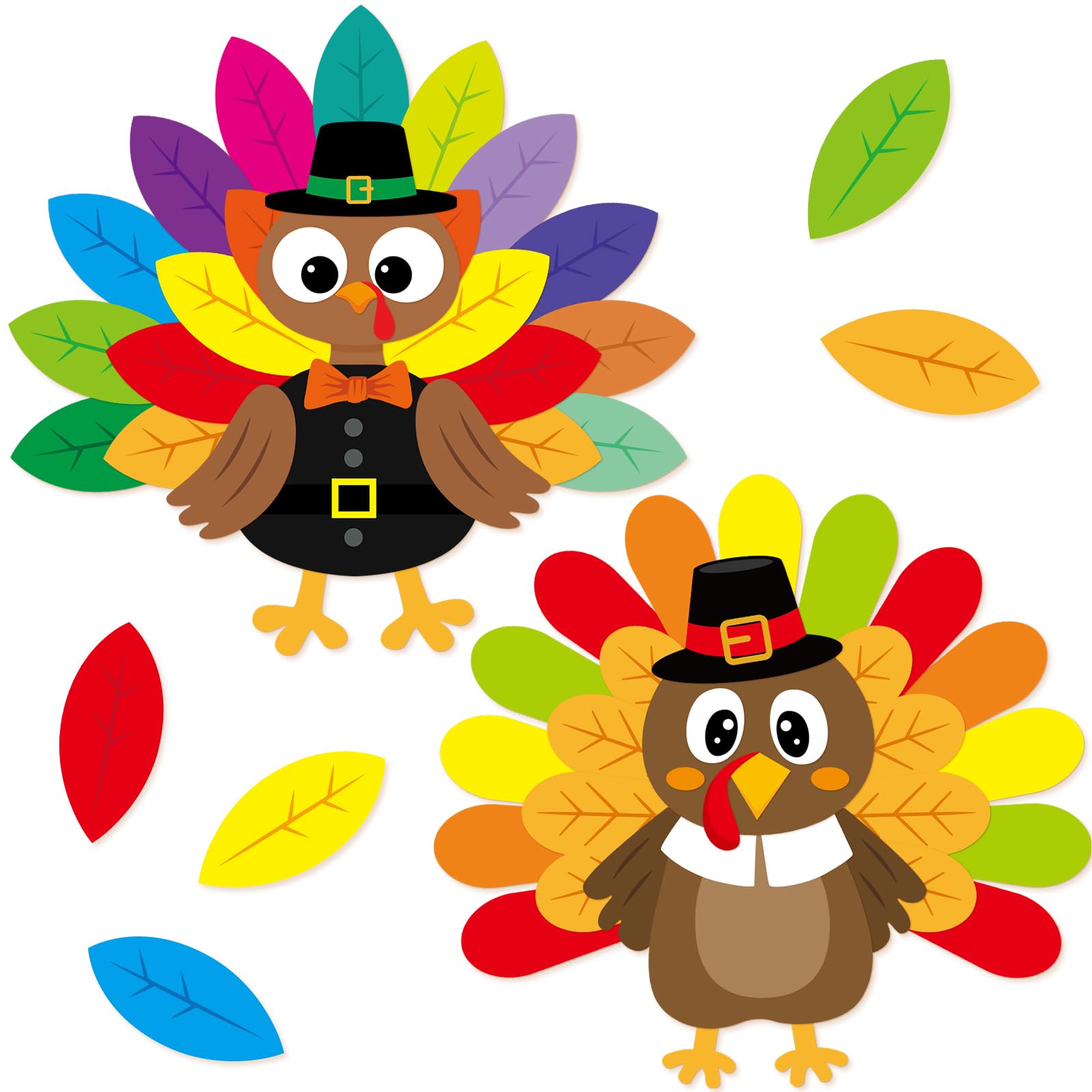 Photo 1 of *2 pack* Ceiba Tree Turkey Bulletin Board Decoration Set Turkey Crafts for Kids Large Size DIY Thanksgiving Cutouts Fall Classroom Decor School Activity Supplies