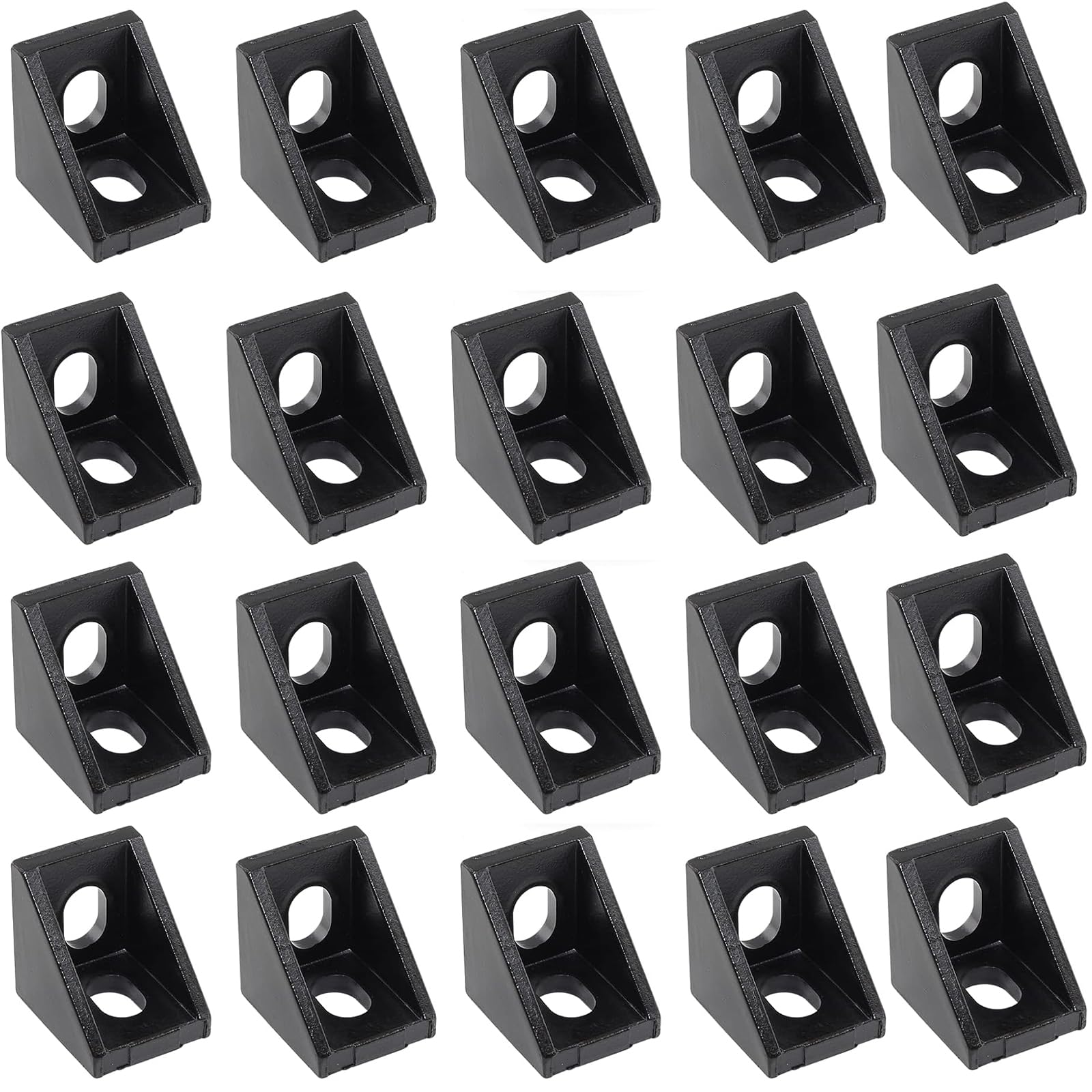 Cokritsm 2020 Corner Brackets Aluminum Alloy for 20 Series Extrusions Black 90 Degree Mounting Corner Brackets for 3D Printer Cutting Machine 40Pcs