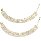 I Jewels Gold Plated Indian Wedding Bollywood Kundan Pearl Payal Anklet for Women