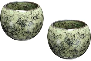 HARFINGTON 2pcs Chinese Japanese Ceramic Teacups 5.07 oz Handmade Gong Fu Tea Set Ceramic Glaze-Changed No Handle Small Tea C