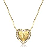 Fettero R Initial Heart Necklace 18K Gold Plated