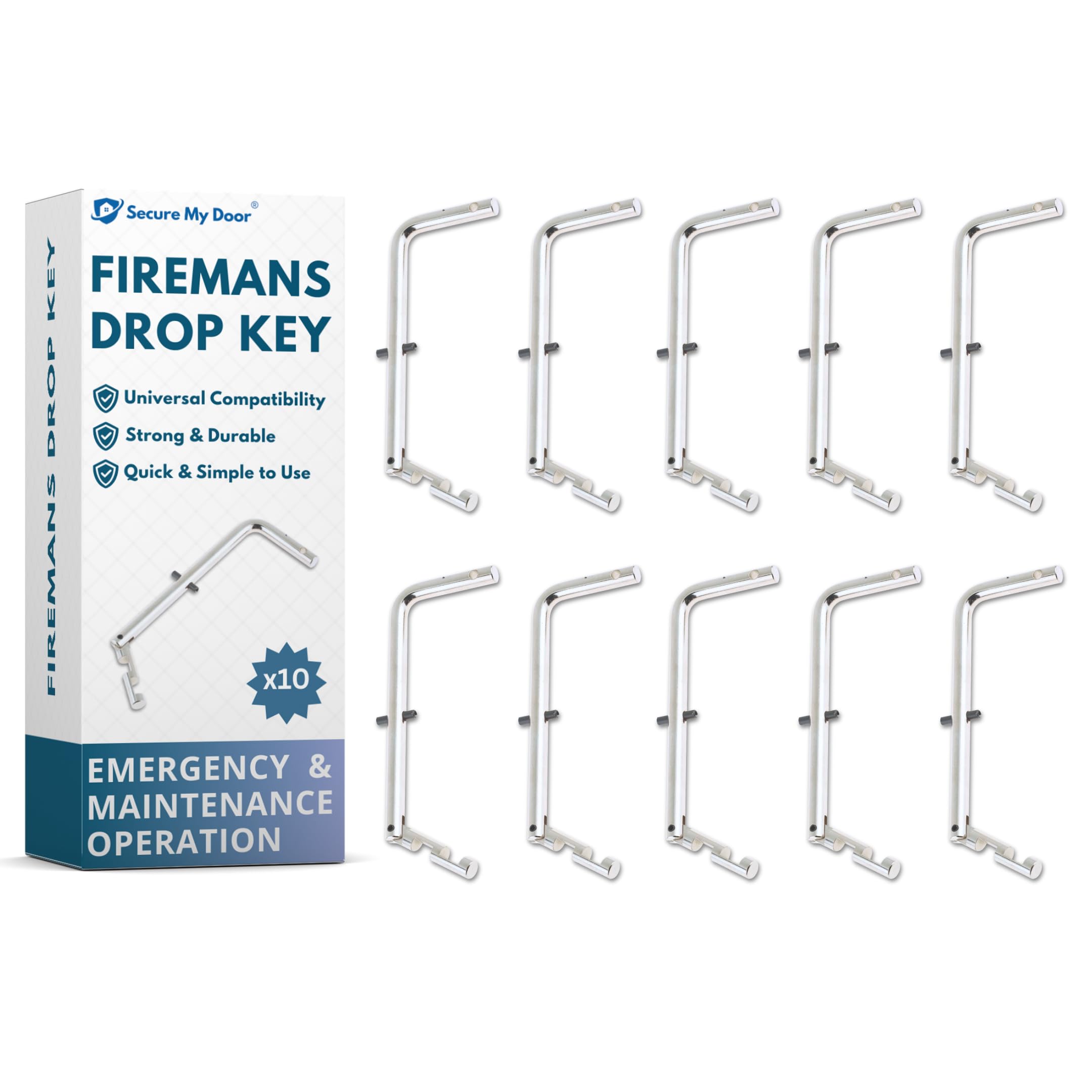 SecureMyDoor Firemans Drop Key for Fire Brigade | Universal Fit for Maintenance & Emergency Panels | Durable & Handy - Essential Tool for Emergency Services (10)