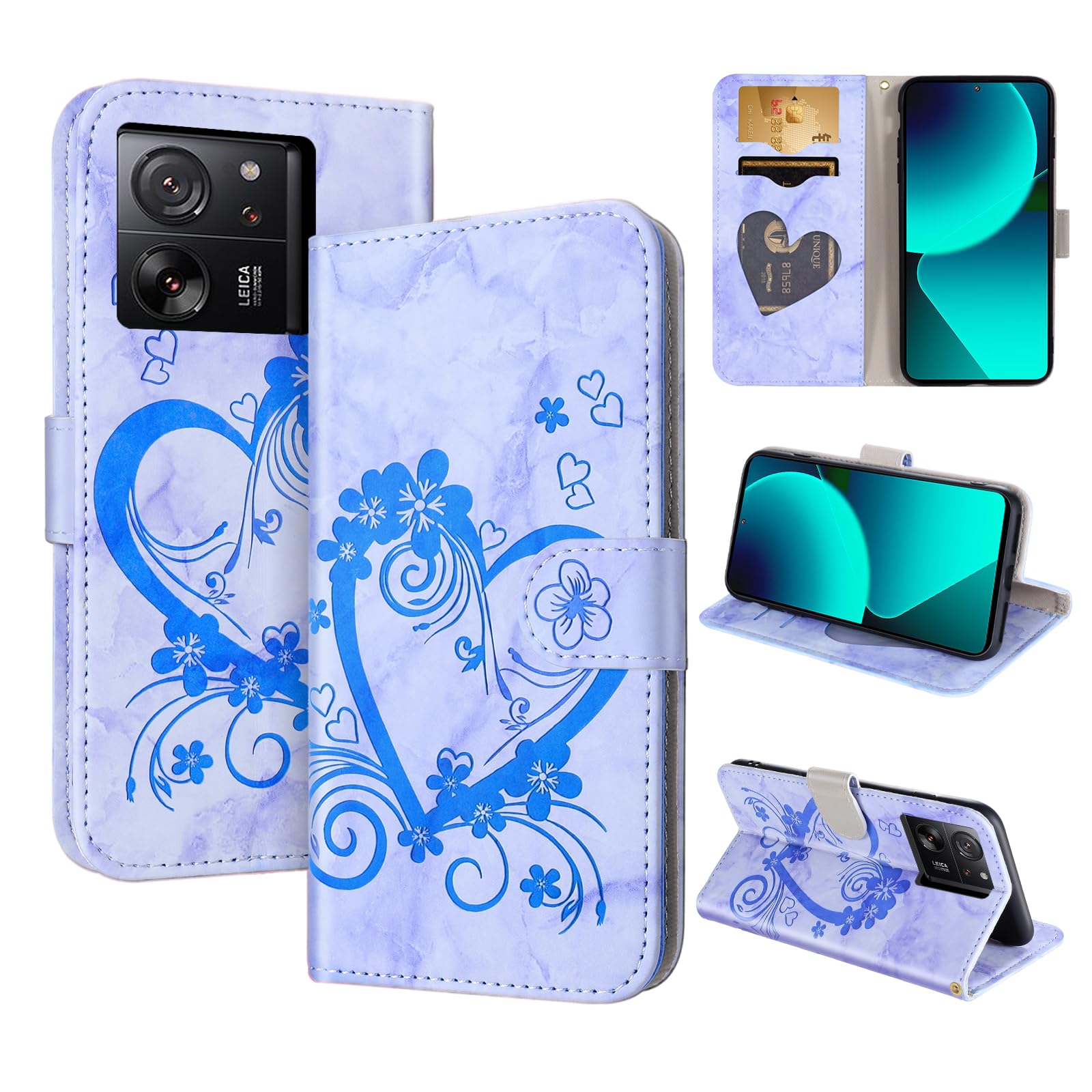 CASAFUNY Case for Xiaomi 13T / 13T Pro - Wallet Protective Flip Case with Magnetic Closure, Blue — image 1