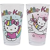 Silver Buffalo Sanrio Hello Kitty Unicorn 16-Ounce Pint Glasses Pint Glasses, Set of 2 | Beer Tumbler For Liquor, Pub Drinks | Each Holds 16 Ounces