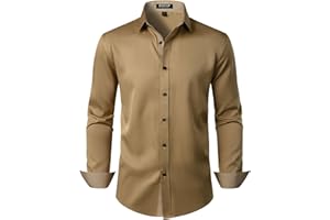 JEMITOP Men's Stretch Multi-Use Long Sleeve Dress Shirts Party Prom Wedding Shirts with Slight Sheen