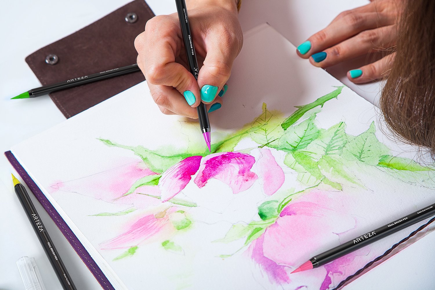 Arteza Real Brush Pens, 96 Paint Markers with Flexible Brush Tips