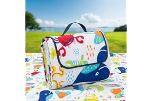 TaTalife Extra Large Picnic Blanket Waterproof & Sandproof, Machine Washable Beach Blanket, 79"X59" Outdoor Blanket for 4-6 Persons,Portable Picnic Mat with for for Grass,Park,The Beach Camping