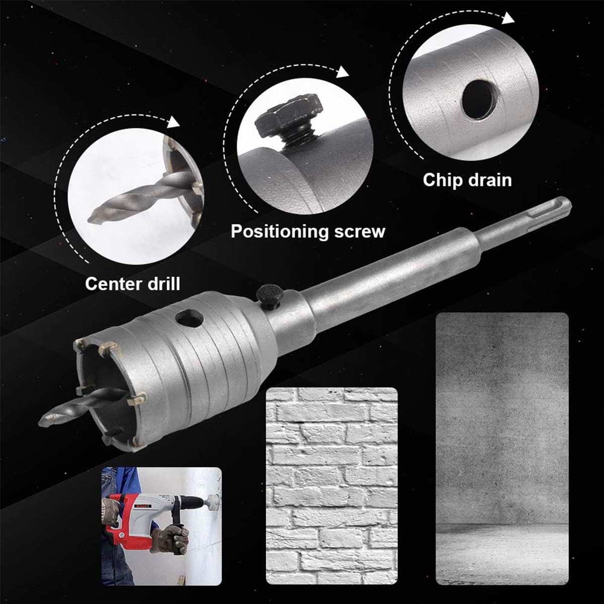 Round Handle Shank Concrete Wall Drill Bit Hole Saw Cutter Concrete
