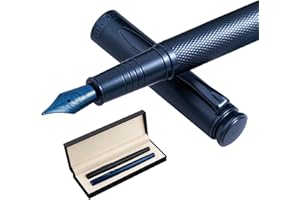YONCOUX 2 Pcs luxury Fountain Pen Fine Nib with Converter and Exquisite Case Set,Ink Metal Pen For Smooth Writing,Pretty Gifts For Men Women Nice Pens(Black&Dark Blue,Extra Fine Point)