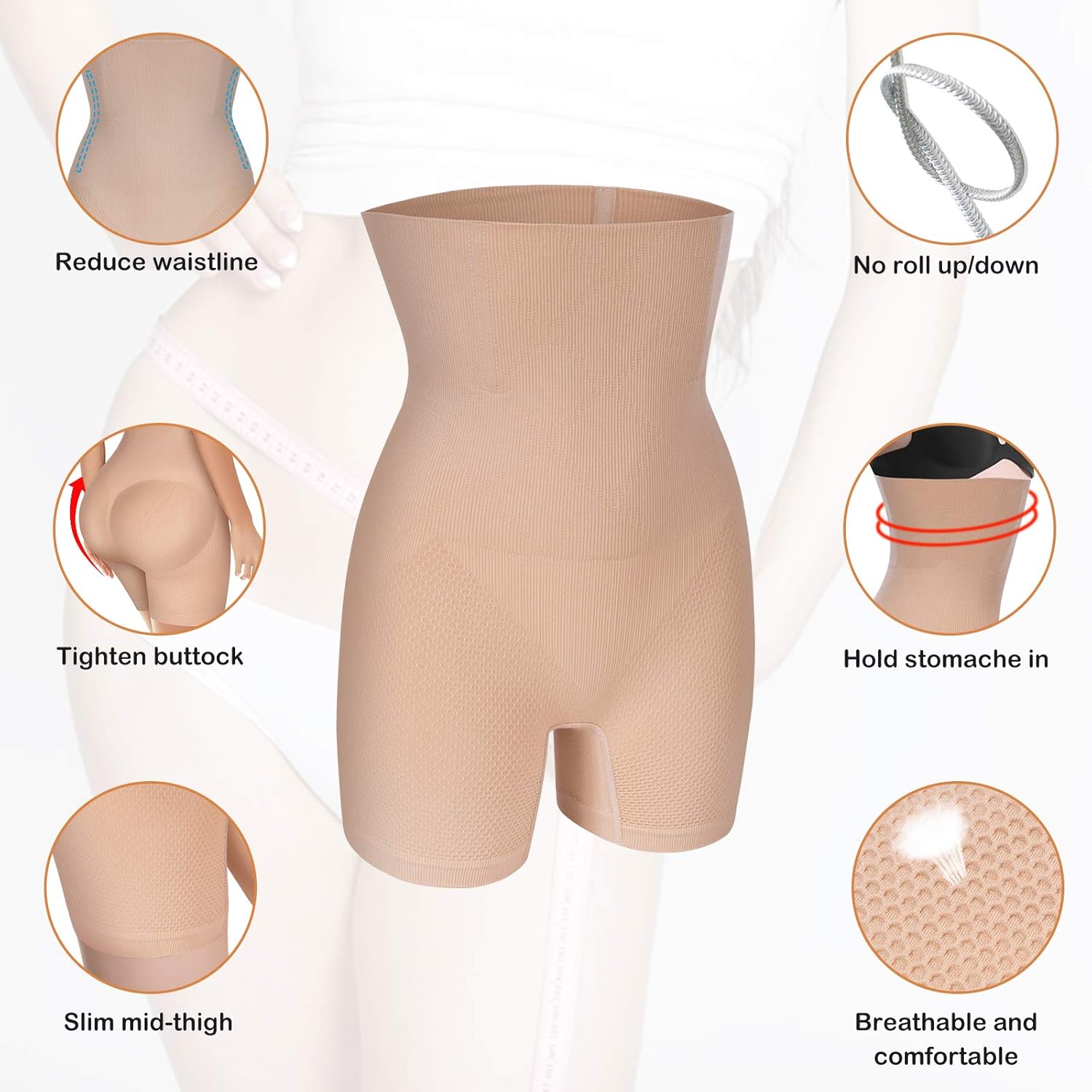 Nebility Women Waist Trainer Shapewear Tummy Control Body Shaper Shorts Hi-Waist Butt Lifter Thigh Slimmer at  Women’s Clothing store