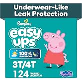 Easy Ups Girls & Boys Potty Training Pants, Size 5 (3T-4T), 124 Count, Peppa Pig Absorbent Pull Up Training Underwear, Up to 