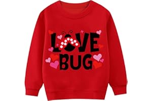 Tkria Toddler Girls Sweatshirt Lovebug Valentines Shirt Kids Heart Print Clothes Long Sleeve Pullover Vday Tops 2-7T