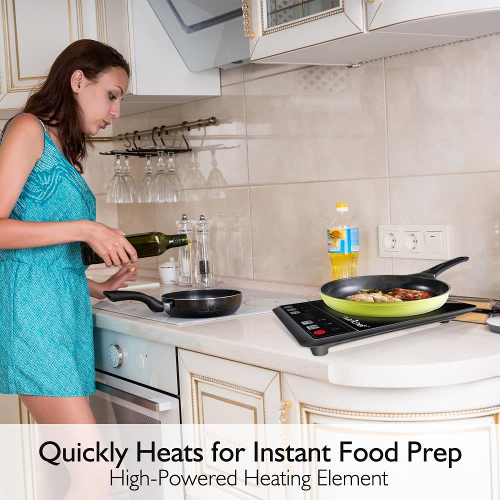 NutriChef Countertop Burner, Infrared Cooktop, Ceramic Cookware, Electric Stovetop, Black