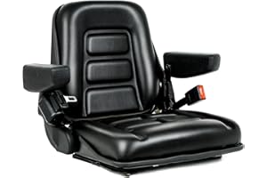 KL SEATING TICSEA Universal Forklift Seat, Tractor Seat with Adjustable Angle Back, Armrest And Safety Belt,for Tractor, Excavator Skid Loader Backhoe Dozer Telehandler