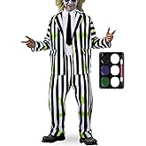 CICOCI Adult Black White Striped Costume For Men Suit Plus Size Halloween Cosplay Costume