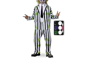 CICOCI Adult Black White Striped Costume For Men Suit Plus Size Halloween Cosplay Costume