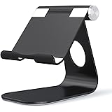 iPad Pro Stand, OMOTON Multi-Angle Aluminum Stand, with Portable Adjustable Charging Dock for iPad Pro 12.9 9.7, iPad Air, Samsung Tablet etc, Durable Holder and Minimalist Design, Black