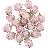 LiQunSweet 20 Pcs Handmade Natural Real Dried Flower Bud Charms for Women Girl Valentine Jewelry Making DIY Craft