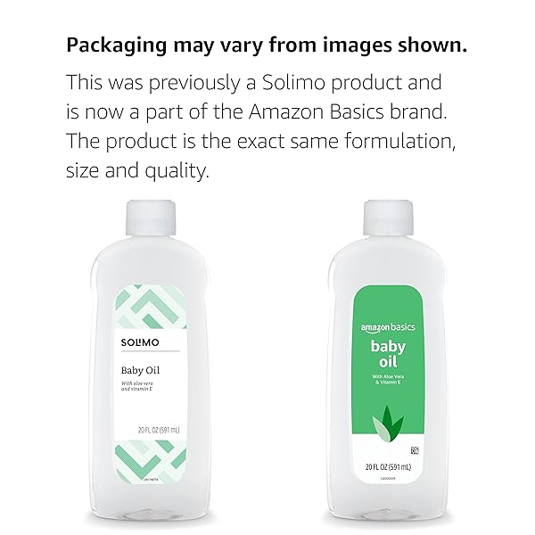 AMAZON BASICS BABY OIL WITH ALOE VERA & VITAMIN E, 20 FL OZ (PACK OF 1) (PREVIOUSLY SOLIMO)