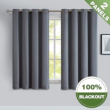 Amazon Com Gray Blackout Bedroom Curtains 63 For Bedroom Energy