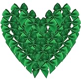 Micomon 50pcs 1.2-Inch Mini Satin Ribbon Bows for Crafts Small Green Bows Christmas Decoration Embalishement Scrapbooking(Green)