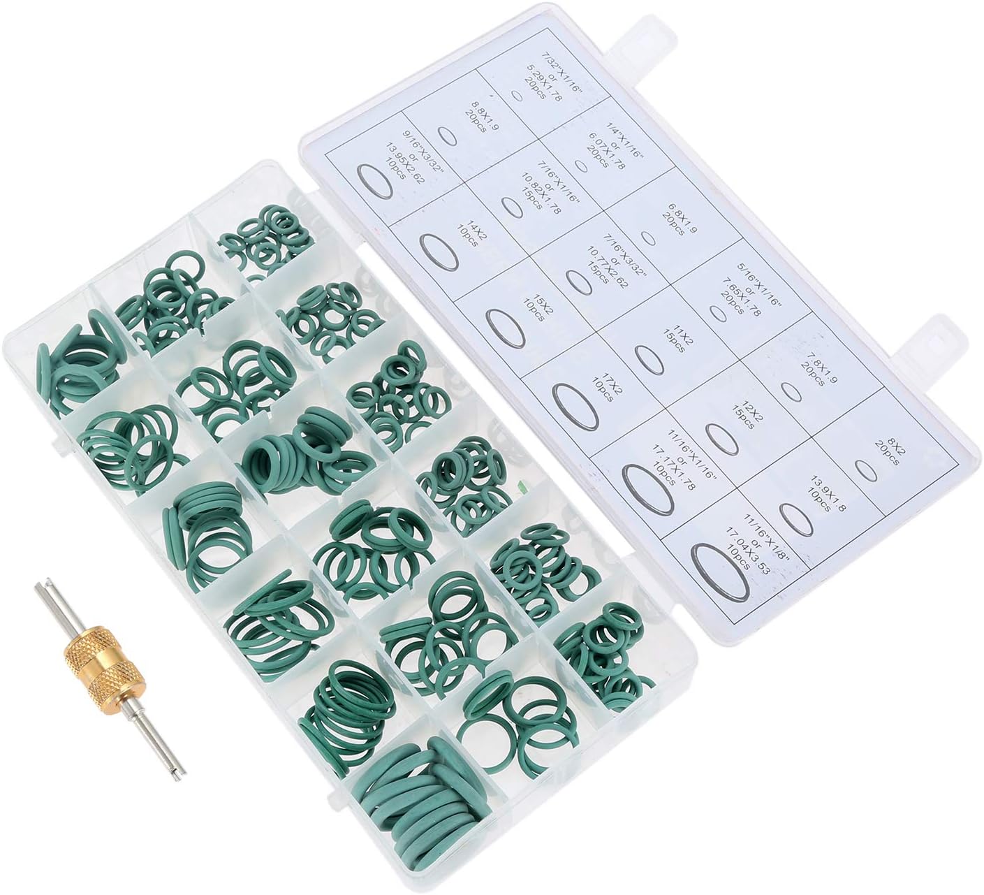 Rubber O Rings Assortment Set 270Pcs,18 Sizes Gasket Washer Seals, for Air Conditioning Car Auto Repair with 1 Valve Core Removal Tool(Green): Automotive