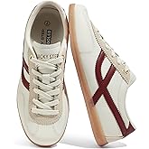 LUCKY STEP Women's Classic Retro Sneakers Casual Fashion Gum Sole Trainer Cow Suede Running Walking Shoes