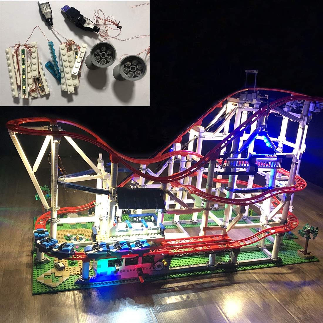 12che USB Lighting Kit Lights for LEGO Roller Coaster 10261 - LEGO set is not included