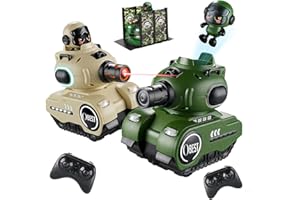 OBEST 2 Pack Remote Control Battle Tanks RC Battle Tanks with Infrared System Hobby RC Cars RC Tank that Shoots with HP Station Military Army Toys Christmas Birthday Gifts for 6-12 Year Old Boys Girls