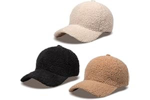 MGBPEI Women's Winter Baseball Cap Adjustable Solid Color Lamb Wool Warm Baseball Cap Unisex Unconstructed Plain Cap