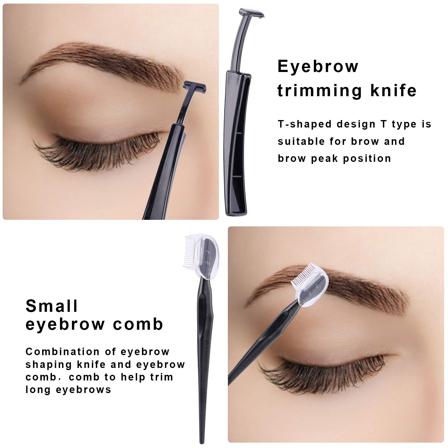 JPNK 5 in 1 Eyebrow Tweezers Scissors and Razors Set-Eyebrow Trimmer Shaver Shaper and Angled & Spoolie Brows Brushes Eyebrow Grooming Kit for Women and Men: Beauty