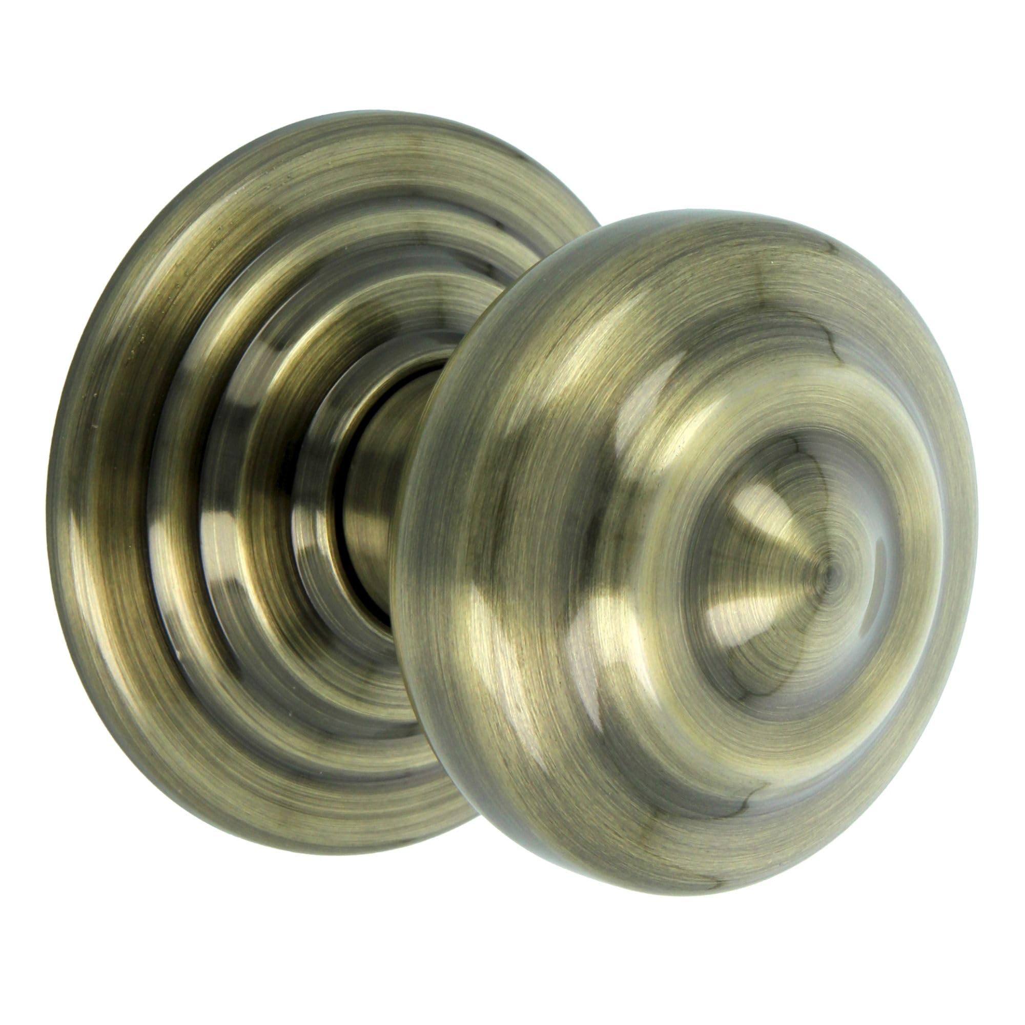 Amig - Elegant Leather-Finished Brass Door Knob - Heavy Duty with Steel Base - Easy to Install - Ideal for Exterior Doors - Leather - 70 mm Diameter - Brass