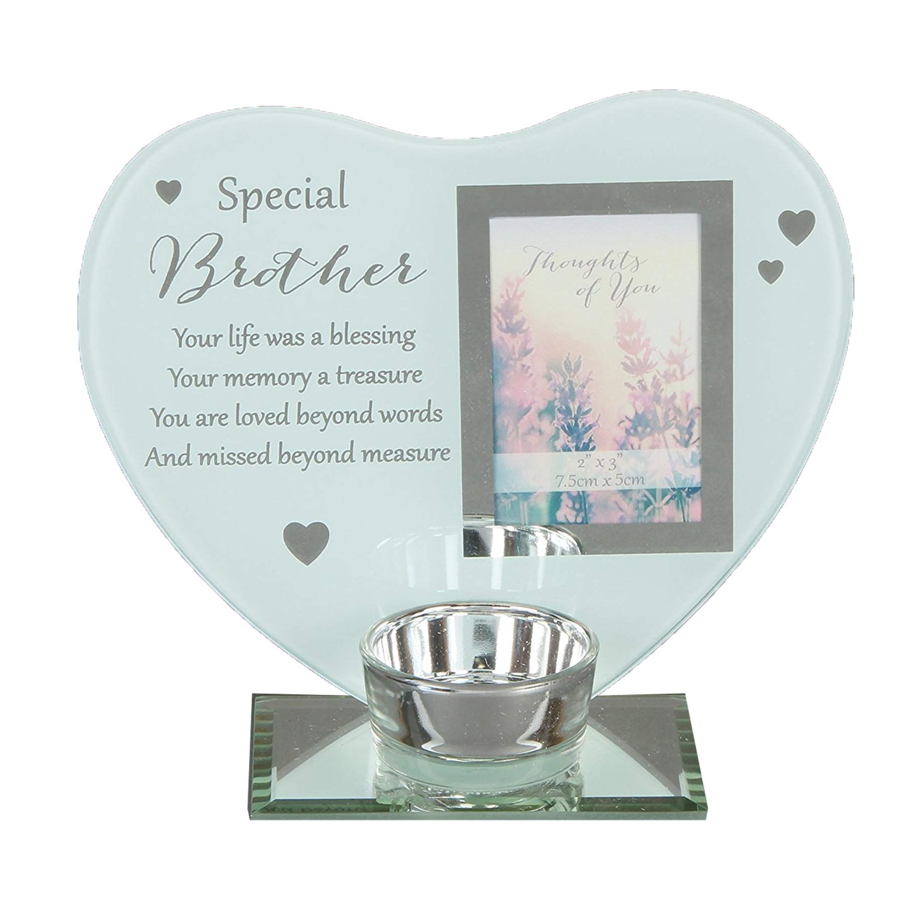 Glass Photo Frame Memorial Tea Light Candle Holder - Brother 9071