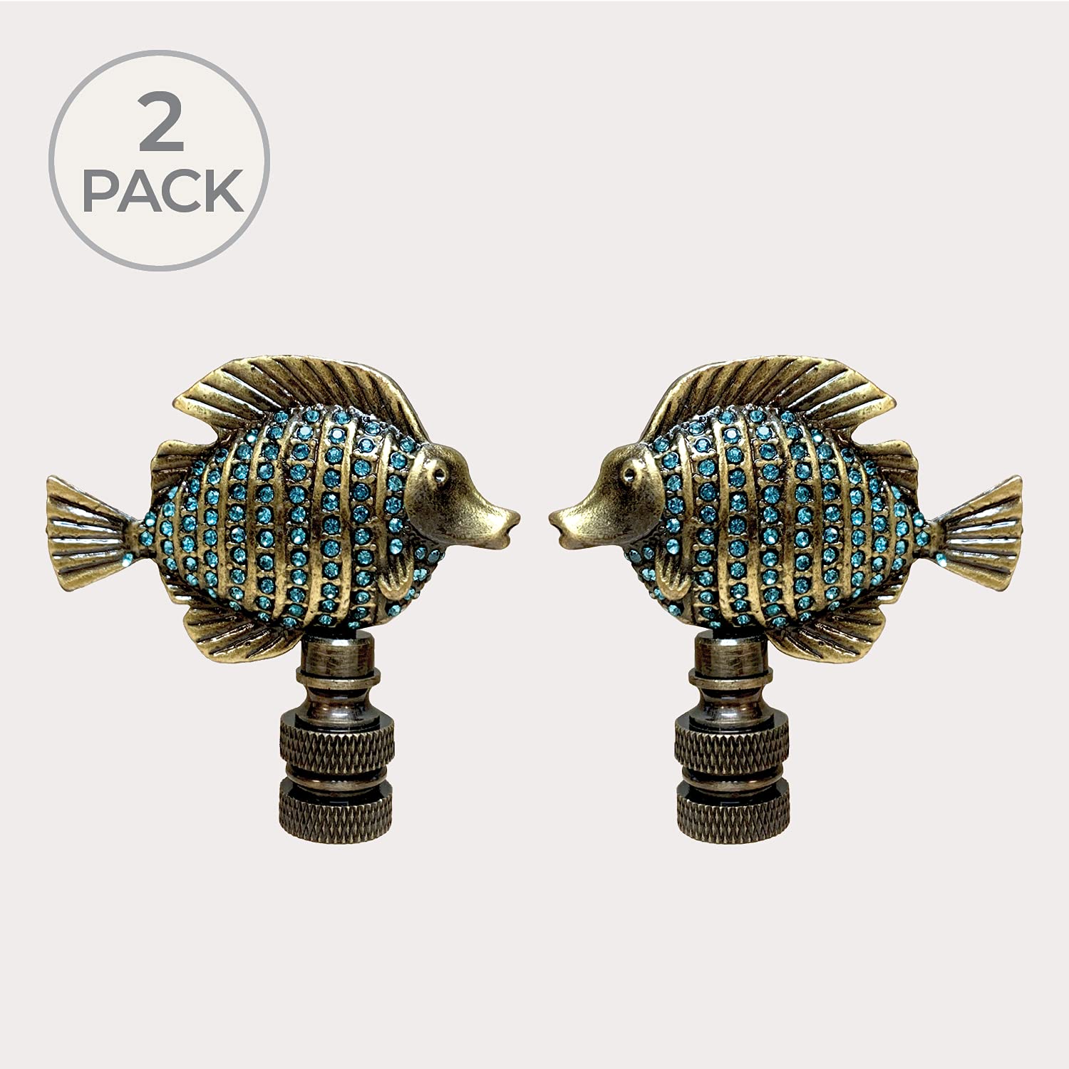 Condition photo showing As Is for royal designs, inc. sea life lamp finial, emerald fish, antique brass, replacement finial for table