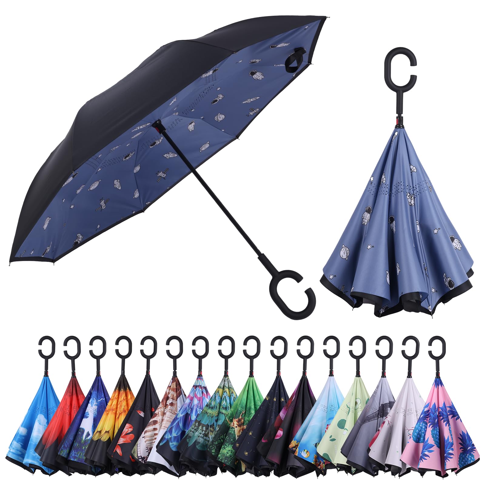 Wxjiahetai Inverted Reverse Umbrella with C-shaped