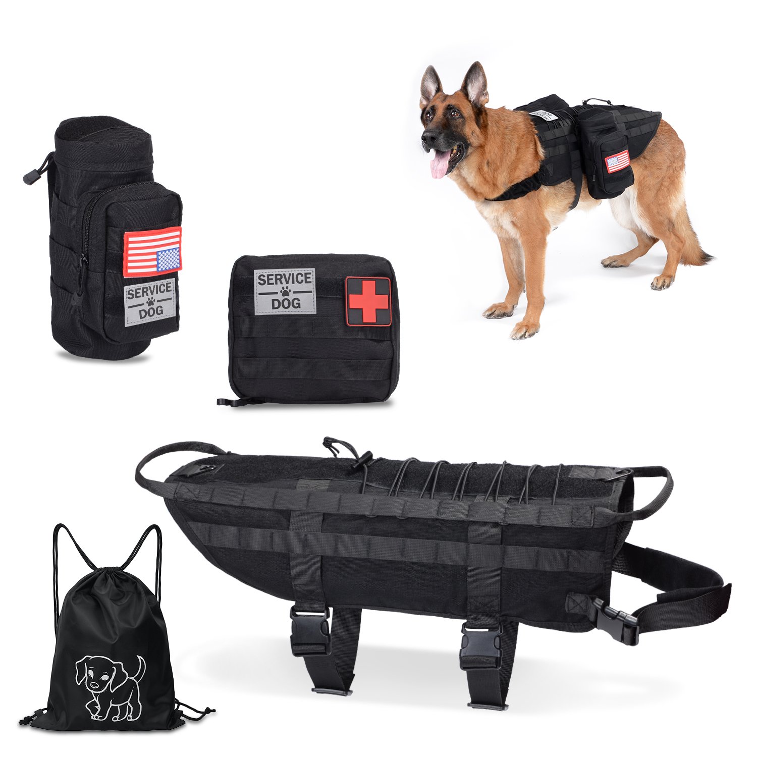service dog vest with pouches