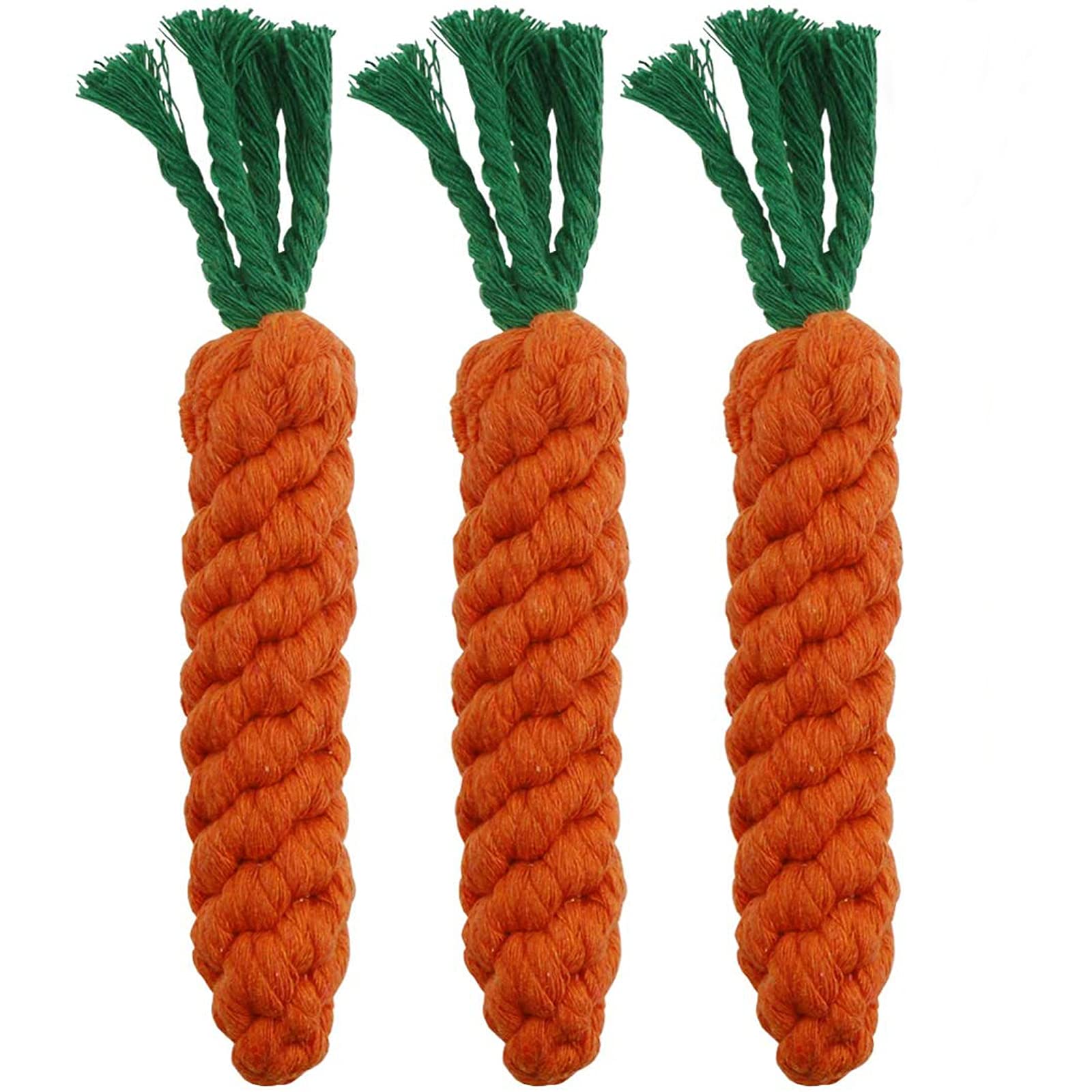 HESUILONG Carrot Dog Toys Puppy Teething Toy Pet Rope Toys for Puppies and Cats, Safe Braided Handmade Gift 3 PCS — image 1